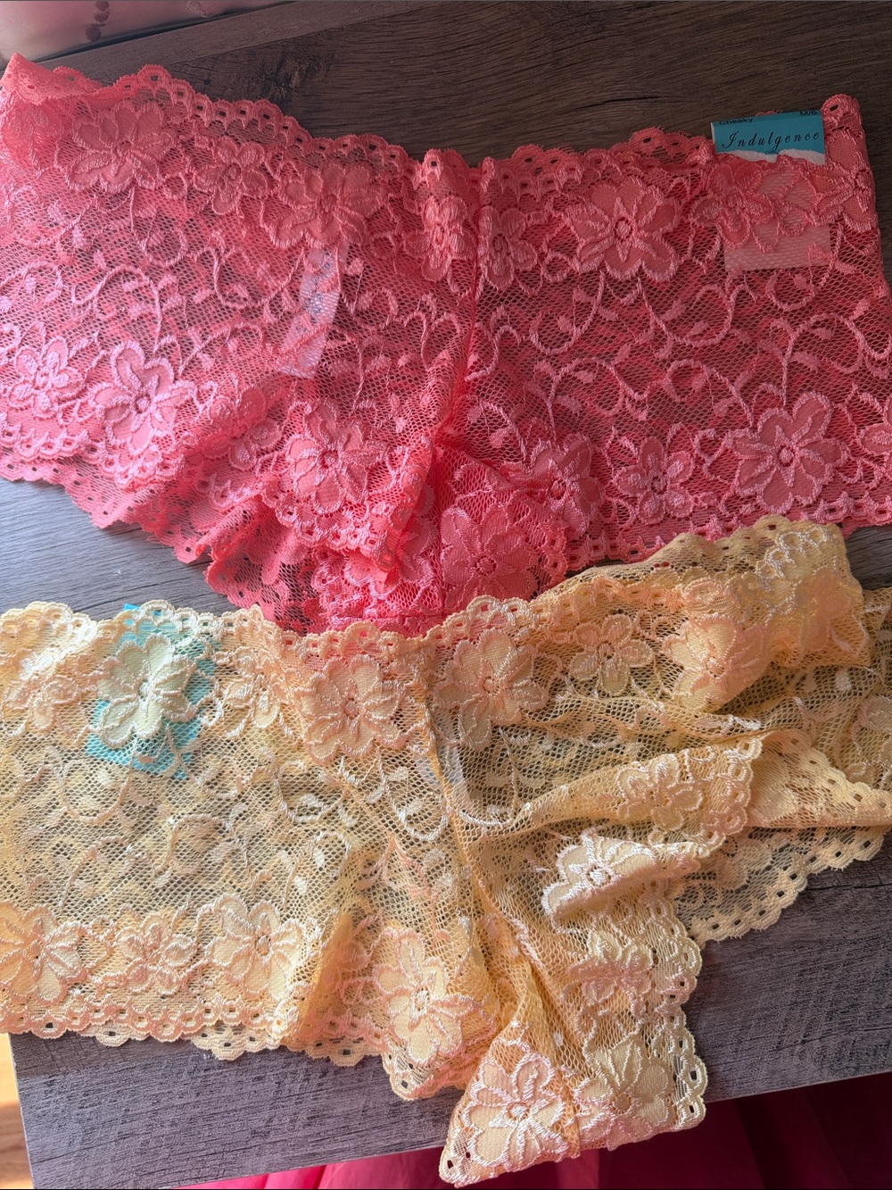indulge Floral Lace Boyshorts in Coral and Yellow